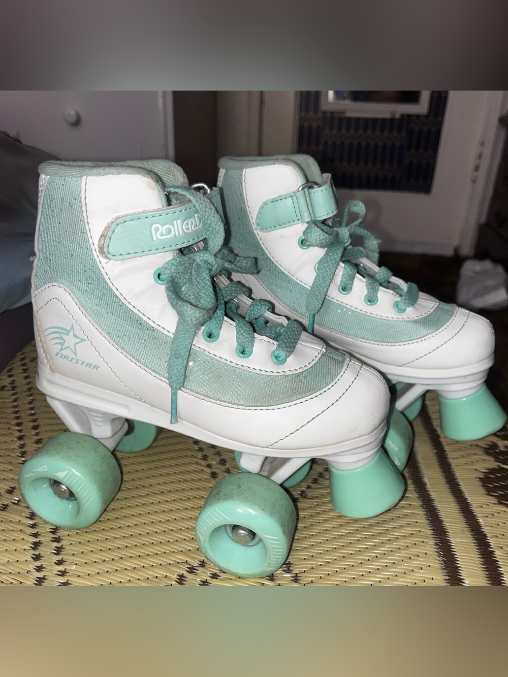 Rollerstar Kids' Mint Green and White Quad Roller Skates